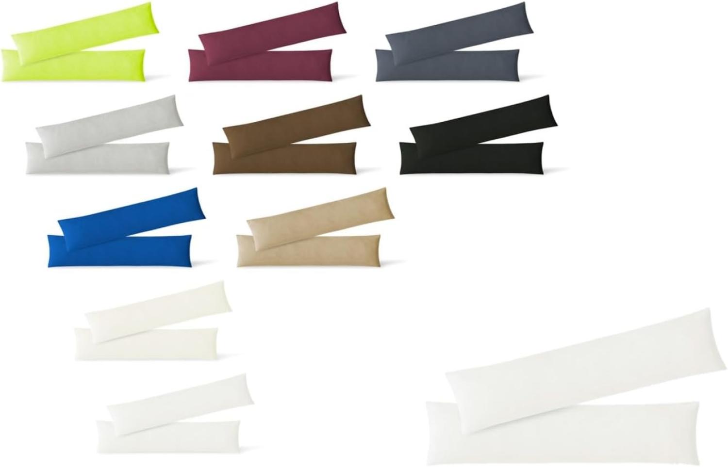 Jersey Kissenbezug, 2er Set, Baumwolle, Weiß, 40x145 cm Bild 1