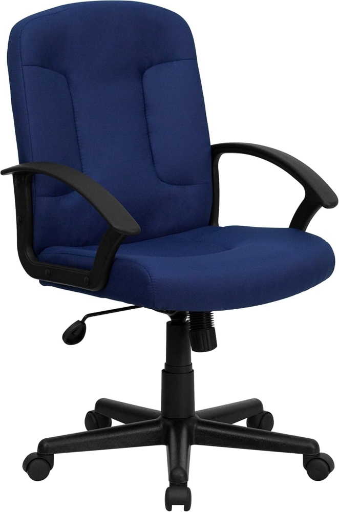 Flash Furniture Garver Bürostuhl mit mittelhoher Rückenlehne, Marineblau, Stoff mit Nylon-Armlehnen Bild 1