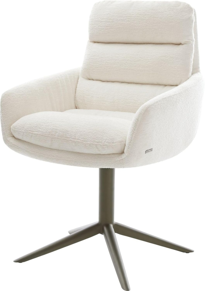 Drehstuhl Abelia-Flex mit Armlehnen Bouclé Soft Beige Fußkreuz Effektfinish Titan 360° drehbar Wippfunktion Bild 1