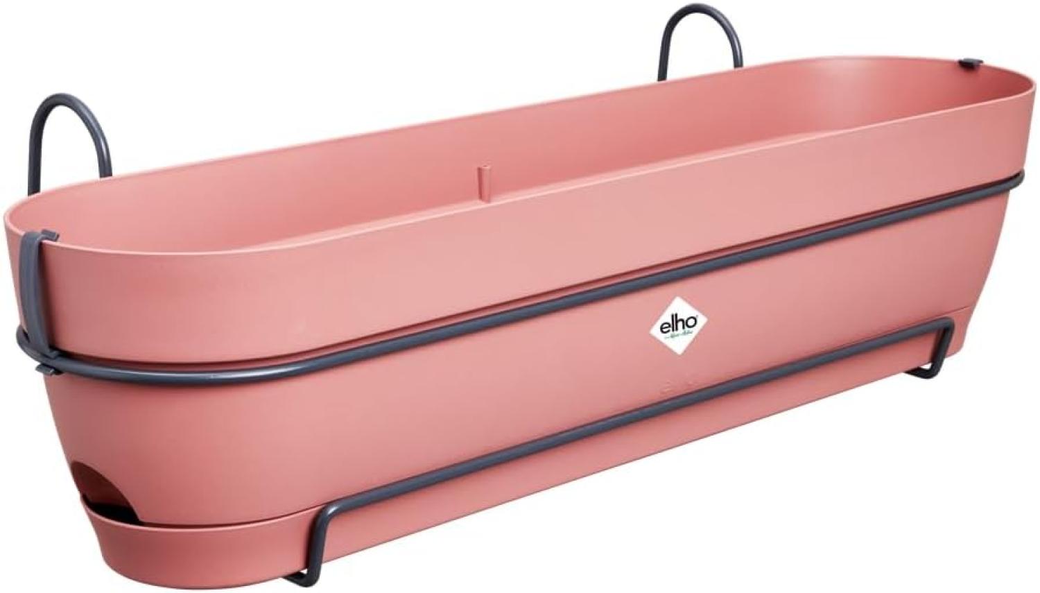 elho Vibia Campana Balkonkasten Allin1 70 mit Wasserreservoir - Übertopf für Balkon - 100% recyceltem Plastik - Ø 70. 4 x H 17. 7 cm - Rosa/Puderrosa Bild 1