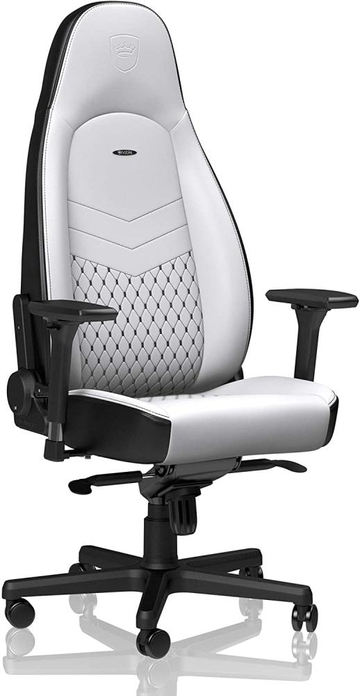 noblechairs ICON PC Gaming Stuhl Weiß/Schwarz - Ergonomischer Bürostuhl 150 kg Belastbarkeit - Schreibtischstuhl Weiss - Ergonomic Office Chair - PU-Kunstleder - Inklusive Kissen Bild 1