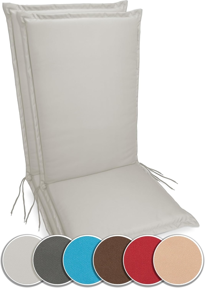 sunnypillow Liegenauflage Polsterauflagen Gartenstuhlauflage 120 x 50 extra Dicke 9cm, 2er Set Grau Bild 1