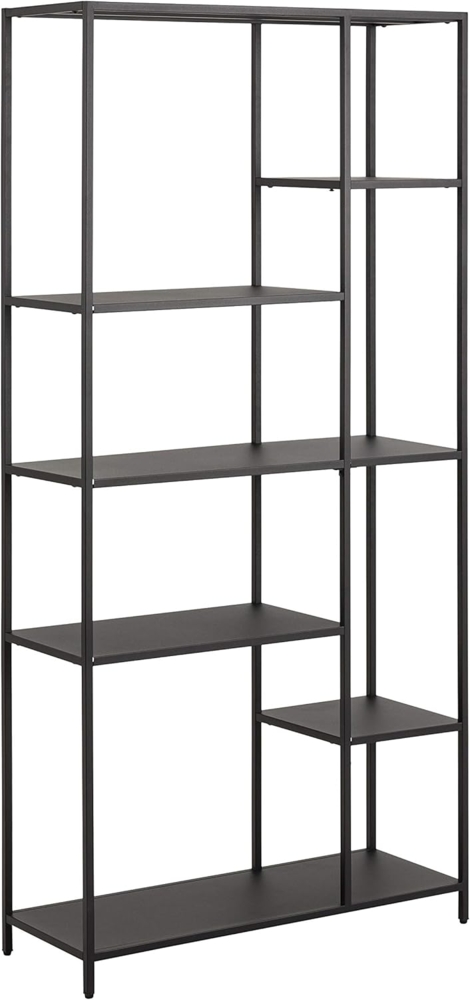 AC Design Furniture Norbert Asymmetrisches Doppel-Bücherregal mit 5 Ablagen, B: 79,5 x H: 165 x T: 30 cm, Schwarz, Metall, 1 Stk. Bild 1