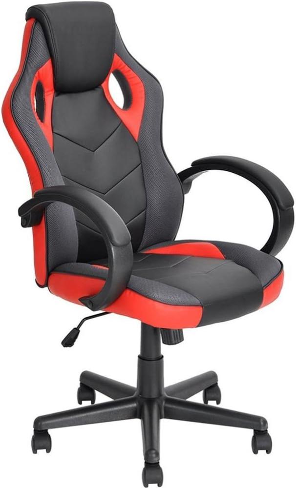 BAKAJI Gaming-Stuhl für Büro, direktional, drehbar, Sport, Racer, Richtung, Bürostuhl, Präsidentschaft, Haus, Studio, Schreibtisch, Bürostuhl, Höhe verstellbar, Rot Bild 1