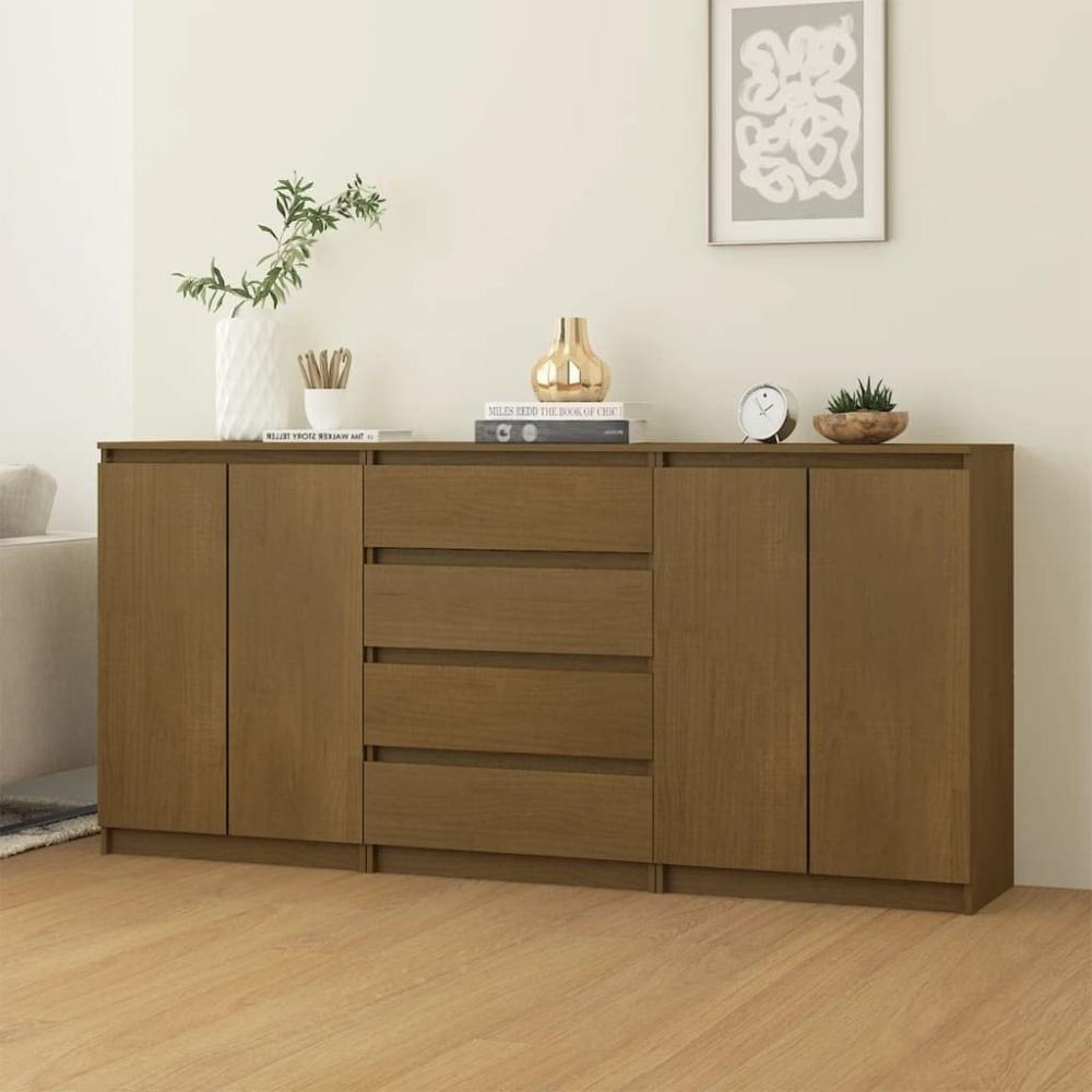 vidaXL Beistellschränke 3 Stk. Honigbraun Massivholz Kiefer Bild 1
