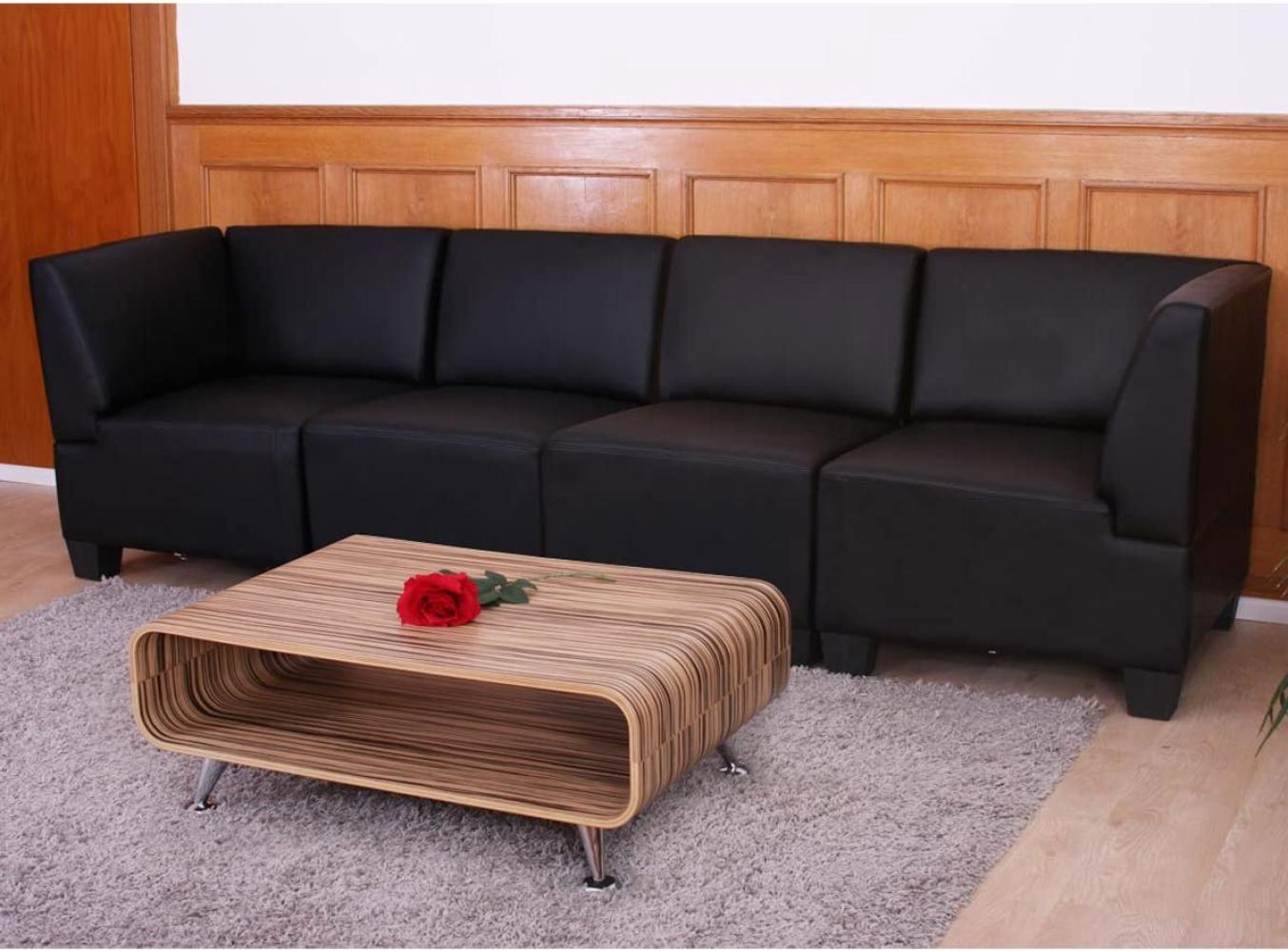 Modular 4-Sitzer Sofa Couch Lyon, Kunstleder ~ schwarz, hohe Armlehnen Bild 1