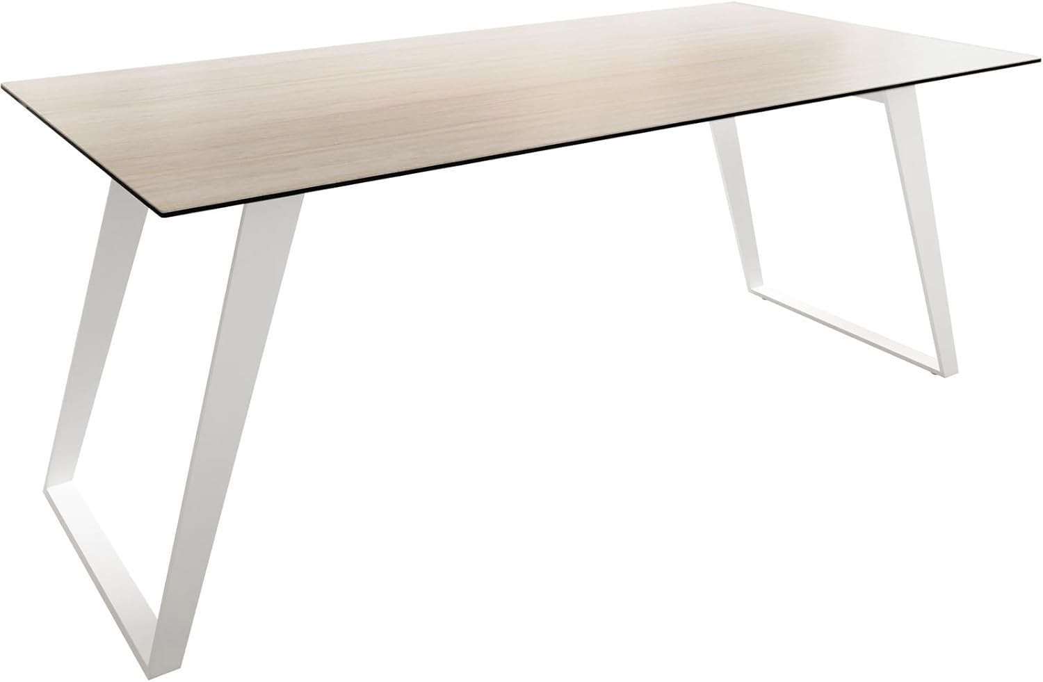 Esstisch Edge 200x100 Keramik Laminam® Travertino Bianco Creme-Weiß Metall Schräg Weiß Bild 1