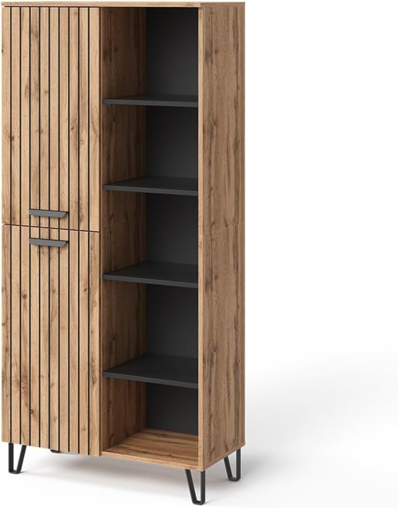 Garderobe Amber Eiche Wotan 80 x 172 cm mit 5 offenen Fächern Vicco Bild 1