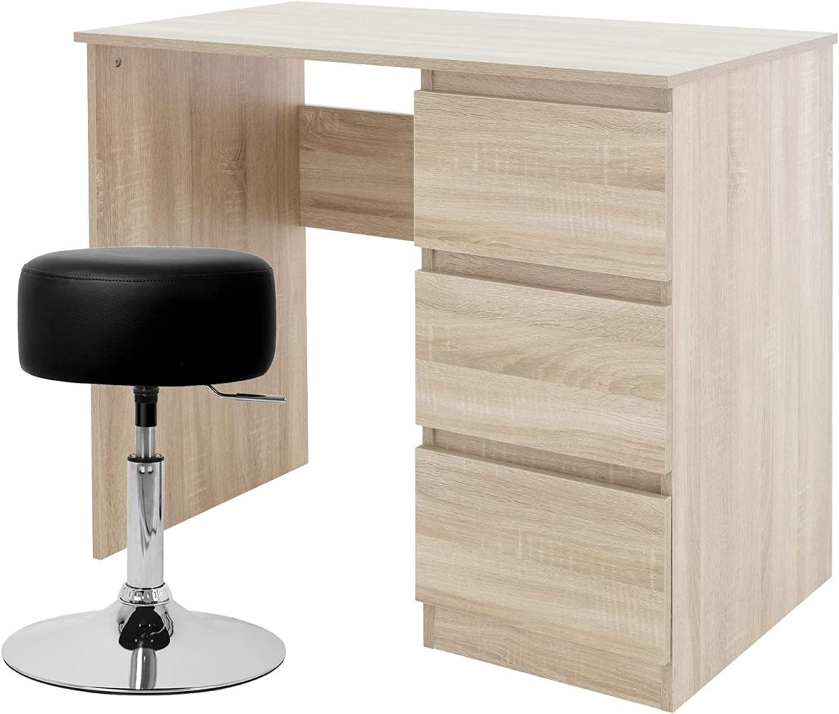 Schreibtisch mit Sitzhocker 90x76x50 cm Sonoma-Eiche aus Holz ML-Design Bild 1