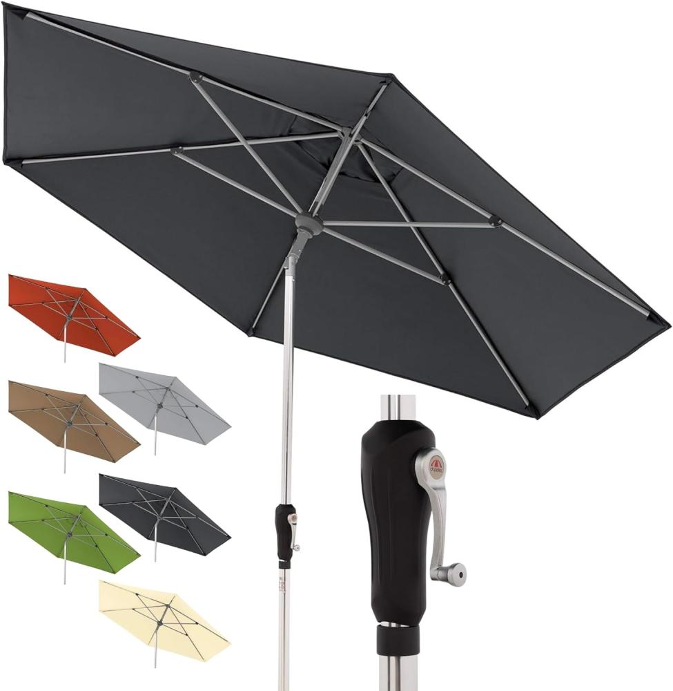 Doppler Sonnenschirm SL-AZ Auto Tilt 275 cm Anthrazit - Gartenschirm knickbar - Kurbelschirm mit UV-Schutz 80+ - Kurbelschirm aus Aluminium - regenabweisendes Polyester-Schirmdach Bild 1