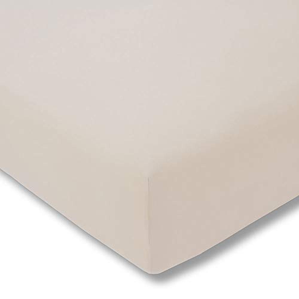 ESTELLA Spannbetttuch Feinjersey | beige | 150x200 cm | passend für Matratzen 140-160 cm (Breite) x 200 cm (Länge) | trocknerfest und bügelfrei | 100% Baumwolle Bild 1