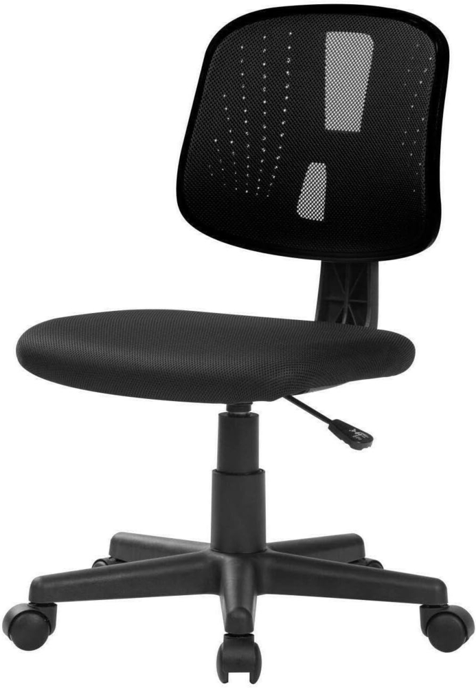 Dmora - Stuhl mit Rädern Nowra, Büroarbeitsstuhl, ergonomischer Bürositz, 49x43h81/93 cm, Schwarz Bild 1