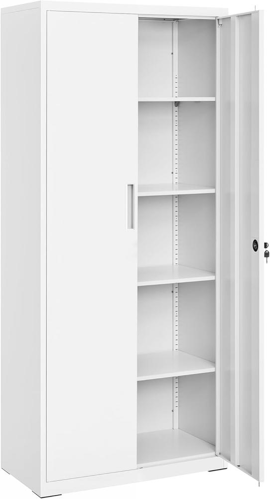 Songmics Aktenschrank mit 5 Ebenen, Stahl Weiß, 40 x 80 x 180 cm Bild 1