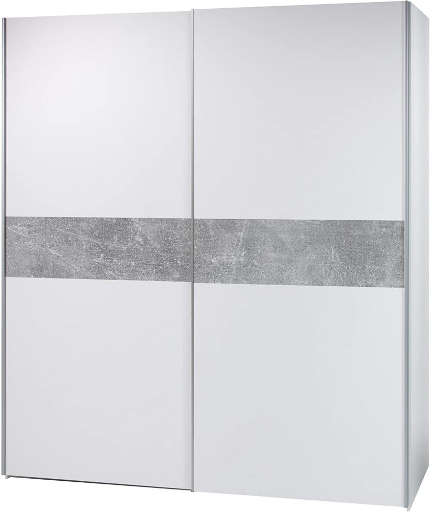 Schwebetürenschrank 170cm Weiß Beton optik Bild 1