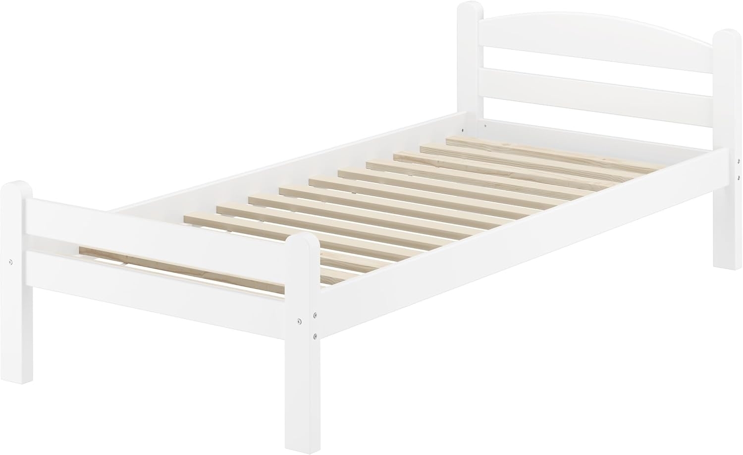 Weißes Einzelbett Buche massiv 90x200 Bettgestell V-60.45-09W Rollrost inkl. Bild 1