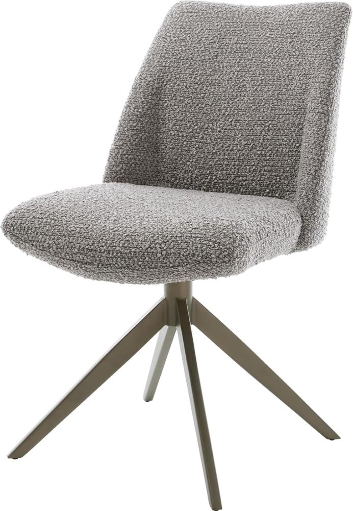 Drehstuhl Elso-Flex Bouclé Silbergrau Kreuzgestell breit Effektfinish Titan 360° drehbar Taschenfederkern Bild 1