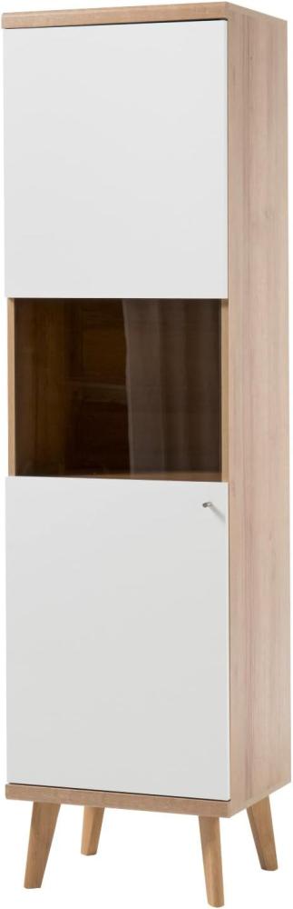Vitrine Helge in weiß und Eiche Riviera 50 x 197 cm Bild 1
