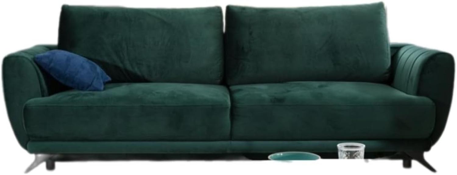 Designer Sofa Megan mit Schlaffunktion und Stauraum Grün Bild 1