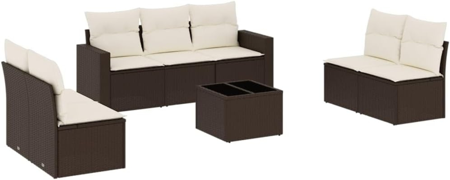 vidaXL 8-tlg. Garten-Sofagarnitur mit Kissen Braun Poly Rattan 3218833 Bild 1