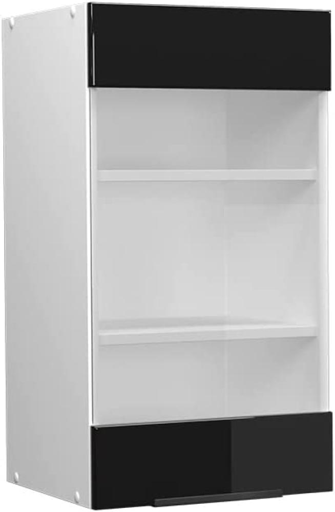 Vicco Glashängeschrank Küchenschrank Küchenmöbel Fame-Line Weiß Schwarz 40 cm modern Hochglanz Bild 1