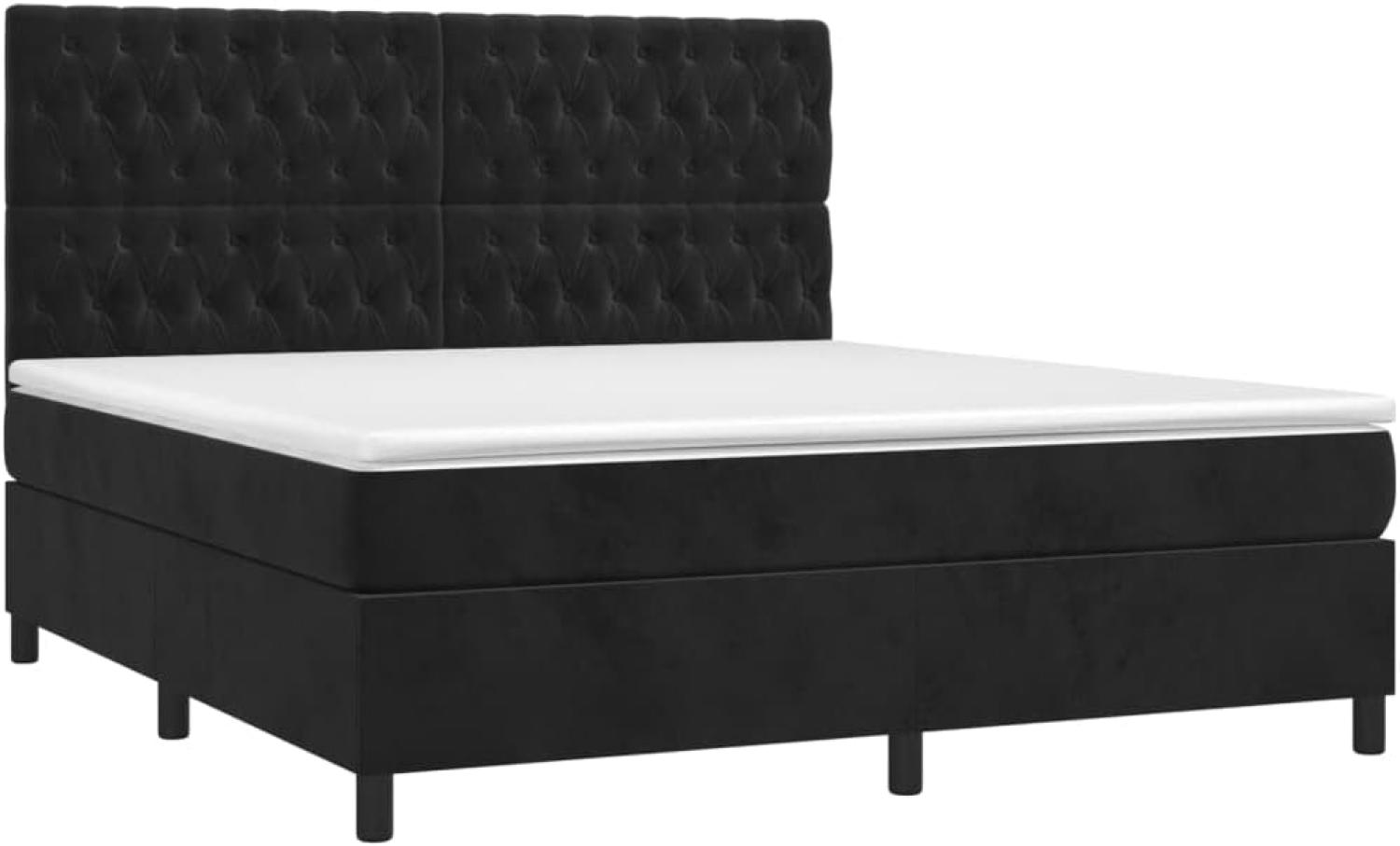 vidaXL Boxspringbett mit Matratze & LED Schwarz 160x200 cm Samt 3136313 Bild 1