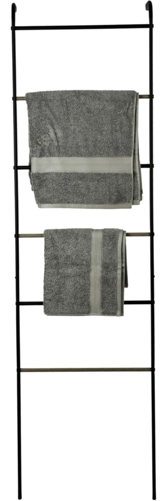 Amazon Marke - Movian,Leiter Kleiderständer aus Metall,6 Stangen und 2 abnehmbare Haken im Lieferumfang enthalten,Wohnzimmer, Eingang-Metal Garment Rack PI-L160, Schwarze Eiche, 45 x 14 x 161 cm Bild 1