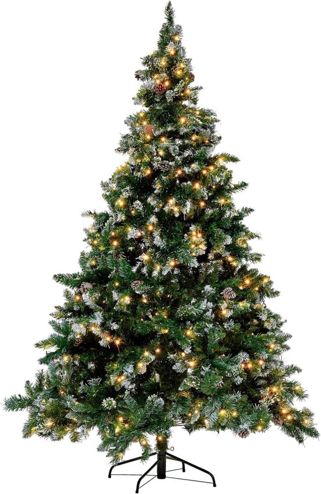 Künstlicher Weihnachtsbaum mit LED Beleuchtung Schnee bestreut 210 cm grün PALOMAR Bild 1