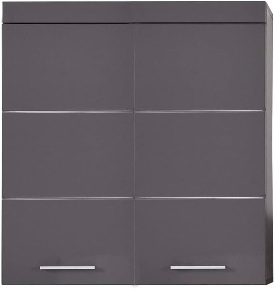 Badmöbel Hängeschrank ALTENA-19 in Grau Hochglanz, B/H/T: ca. 73/77/23 cm Bild 1