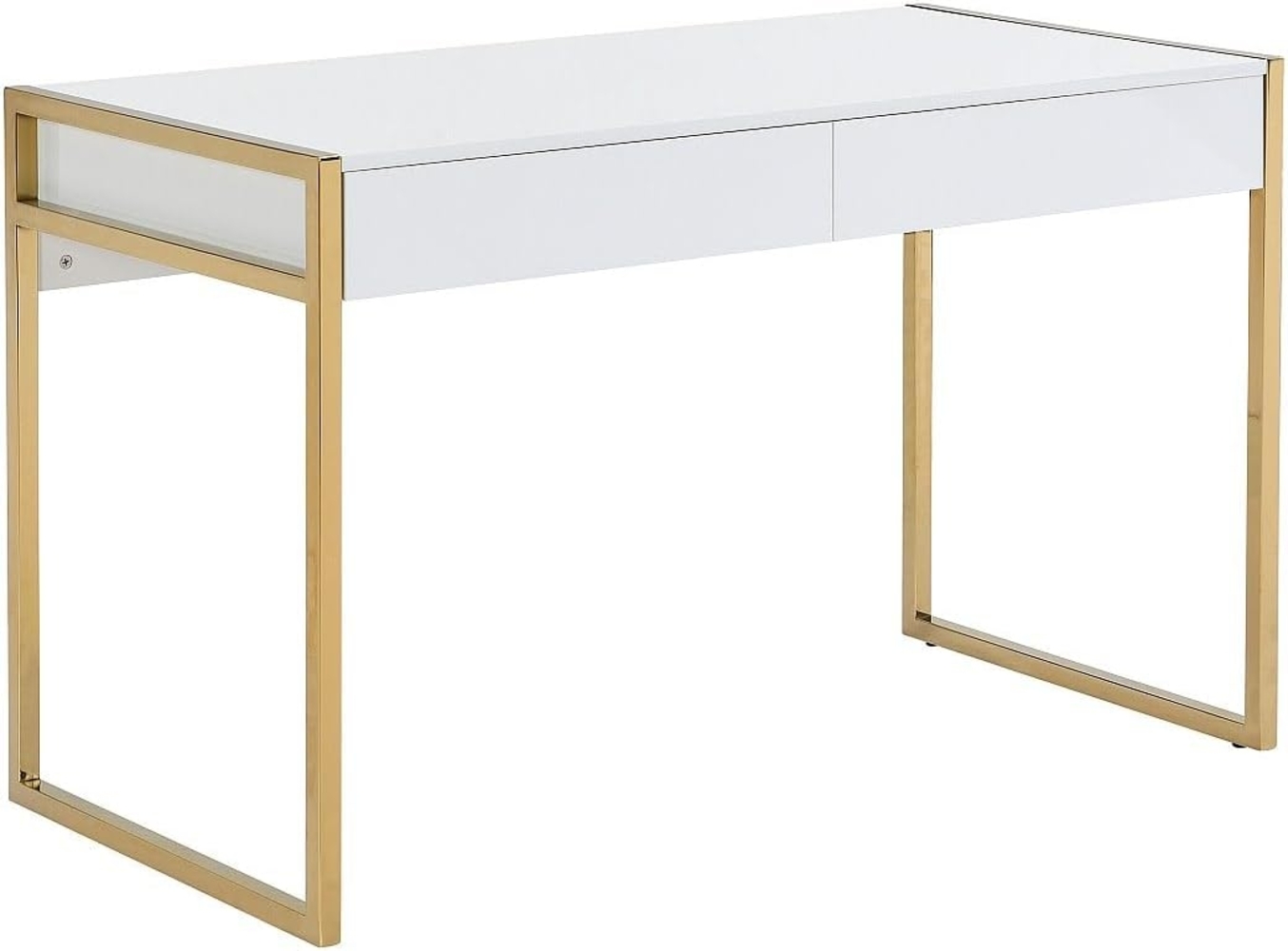 Vente-unique - Schreibtisch mit 2 Schubladen - MDF & Metall - Goldfarben & Weiß - MASON von Pascal Morabito Bild 1