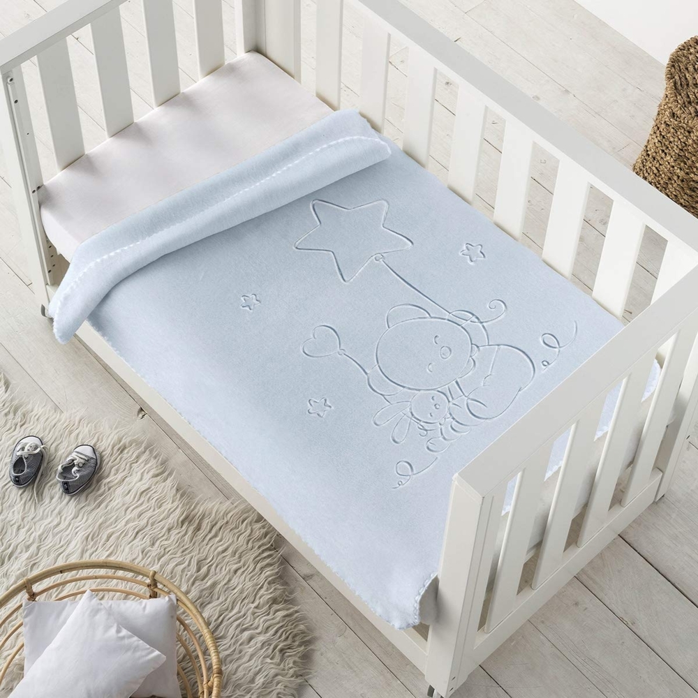 PIELSA 6655-62 | Babydecke | Babydecke für Neugeborene | Winterdecke | Babydecke Monate | Waffeldecke | Babydecke | Babydecke | Blau | Größe 80x110 cm Bild 1