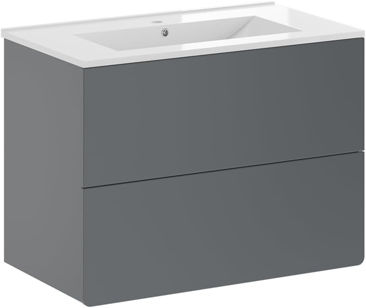 Vicco Badmöbel-Set Izan Grau modern Waschtischunterschrank Waschbecken Bild 1