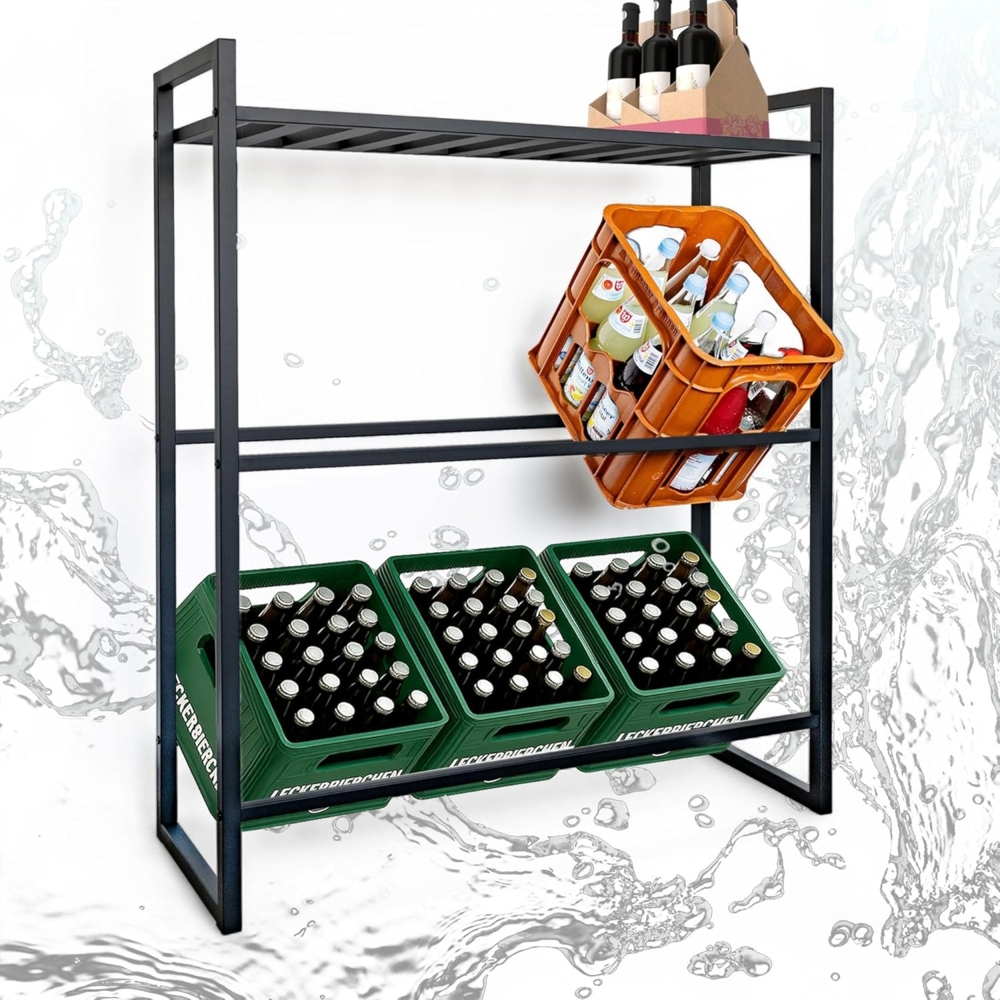 Getränkekistenregal mit Ablage Metall Getränkeregal für bis zu 6 Getränkekisten Bild 1
