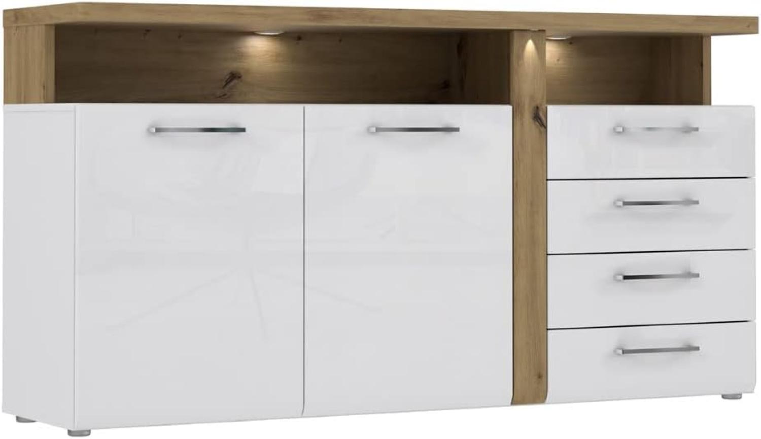 Sideboard Talena 2 weiß Artisan Eiche 164 x 86 x 44 cm Anrichte LED ohne Beleuchtung Bild 1