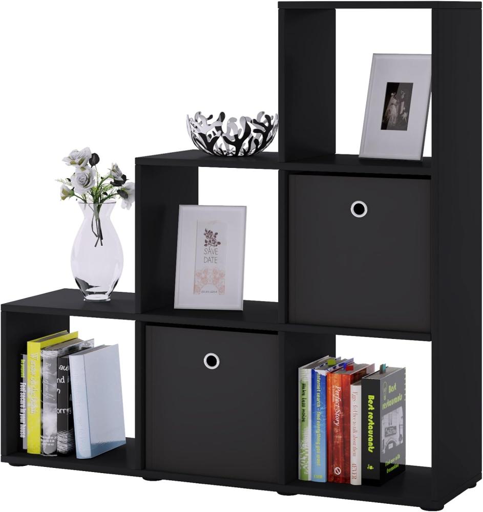 VCM 'Nitas' Treppenregal, schwarz, für 6 Stoffboxen Bild 1