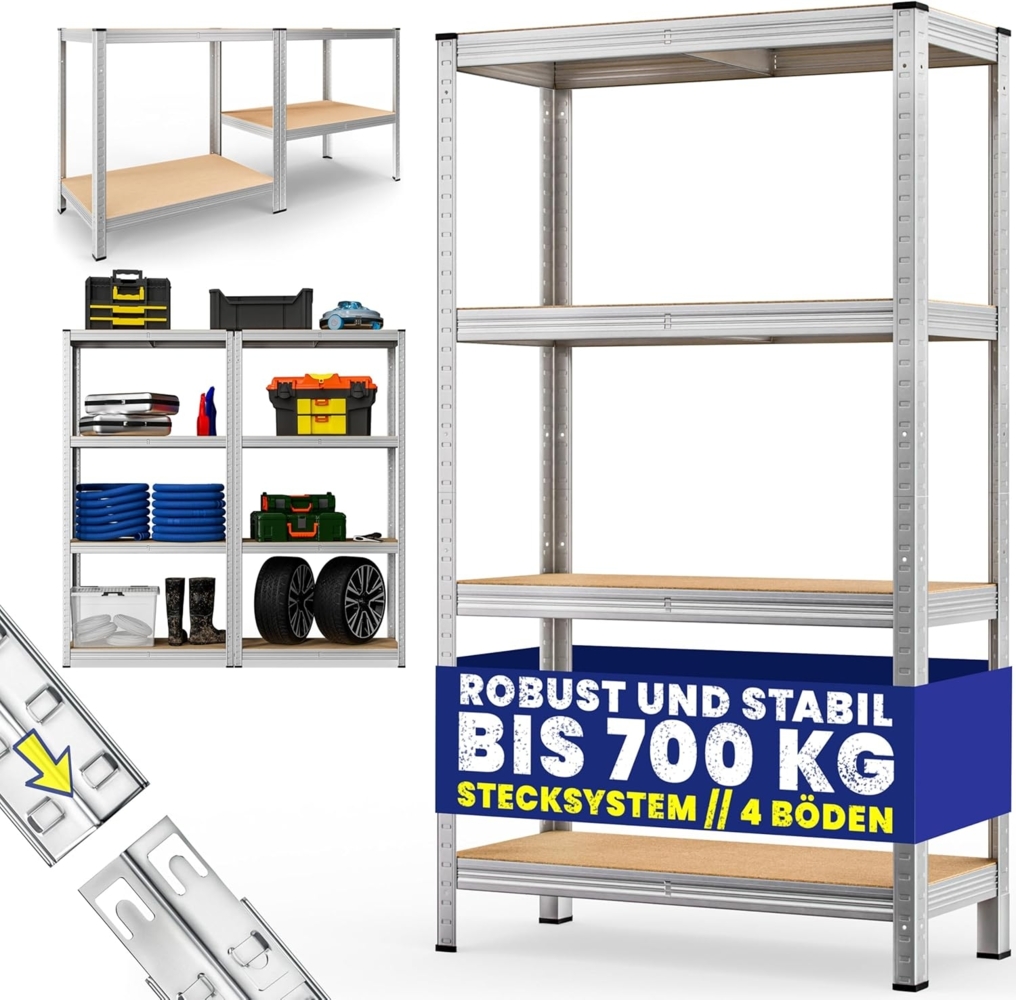 Monzana Schwerlastregal, 4 MDF-Platten, 700 kg, 160 x 90 x 40 cm Bild 1