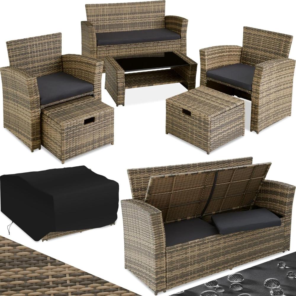 tectake Sitzgruppe Rattan Sitzgruppe, (Set, 6-tlg), für 4 bis 6 Personen Bild 1