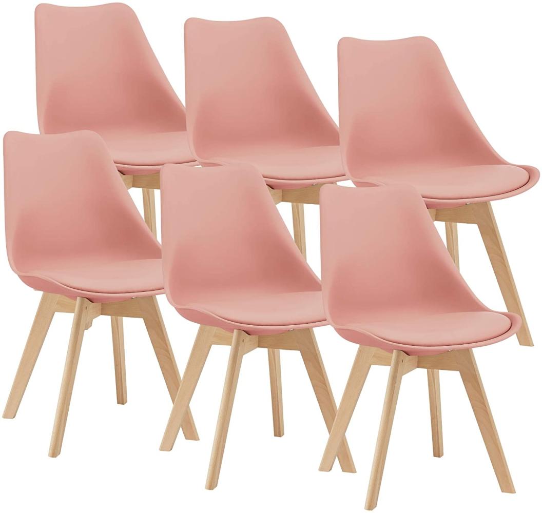 Esszimmerstuhl Fläten 6er Set 81x49 cm Rosé PU-Kunstleder en. casa Bild 1