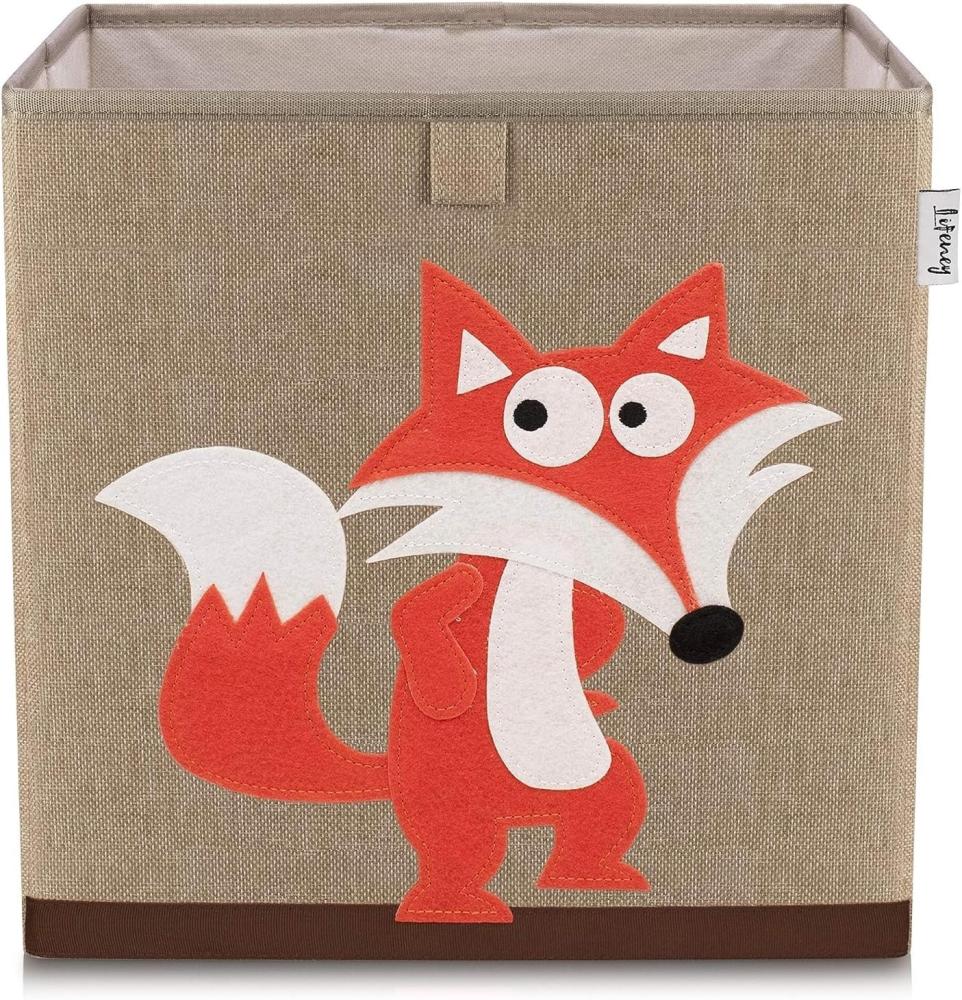 Lifeney Aufbewahrungsbox mit Fuchs Motiv I Spielzeugbox mit Tiermotiv passend für Würfelregale I Ordnungsbox für das Kinderzimmer I Aufbewahrungskorb Kinder Bild 1