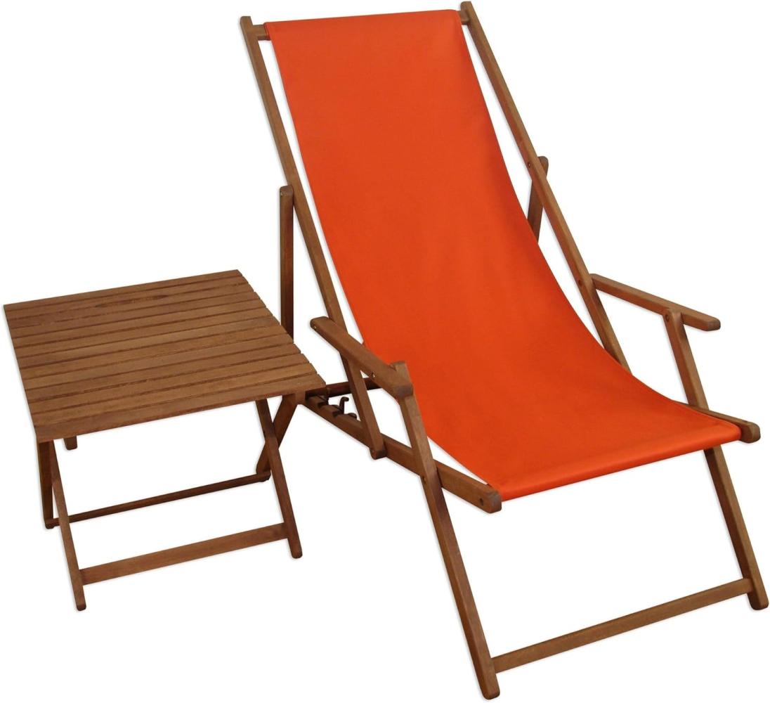 Gartenliege Liegestuhl terracotta Tisch Deckchair Buche Strandstuhl Sonnenliege klappbar 10-309T Bild 1