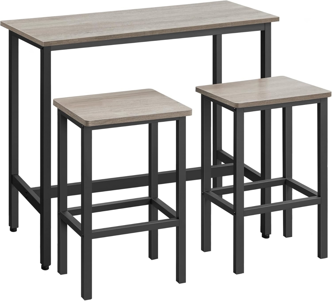 VASAGLE Bartisch Bartisch-Set Stehtisch(100x40x90cm) mit 2 Barhockern,Greige meliert-tintenschwarz,LBTDE218B02 Bild 1