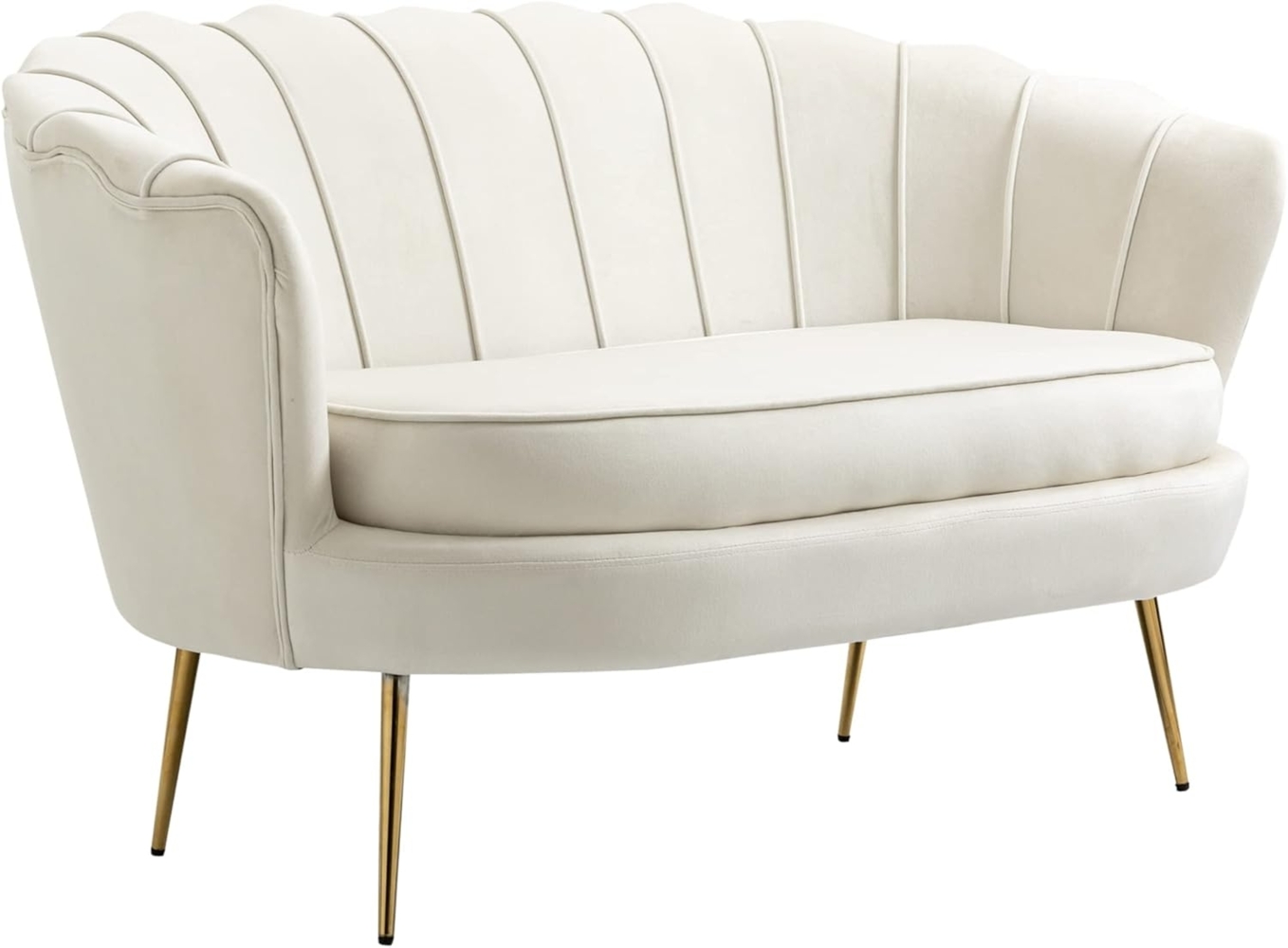 HOMCOM 2-Sitzer Sofa, Couch mit Armlehne, Samtopik, Doppelsofa bis 150 kg belastbar, Polstersofa 1 Teile, für Wohnzimmer, Schlafzimmer, 130 x 77 x 77 cm, Creme Bild 1