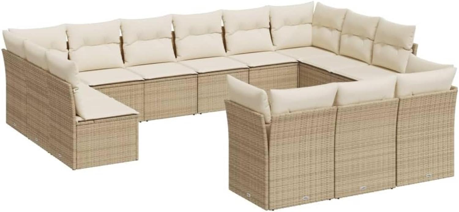 vidaXL 13-tlg. Garten-Sofagarnitur mit Kissen Beige Poly Rattan 3250287 Bild 1