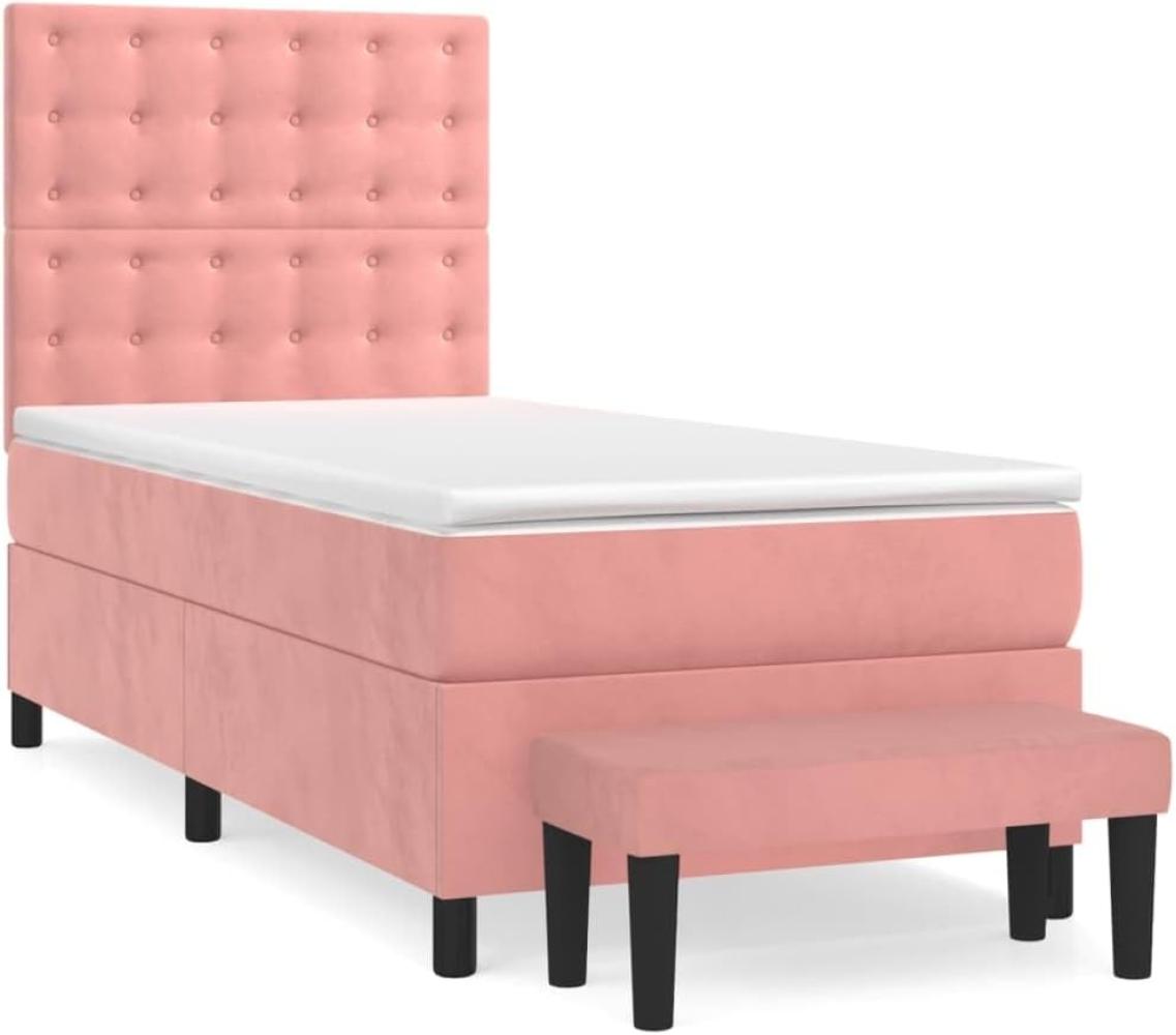 vidaXL Boxspringbett mit Matratze Rosa 90x200 cm Samt 3138066 Bild 1