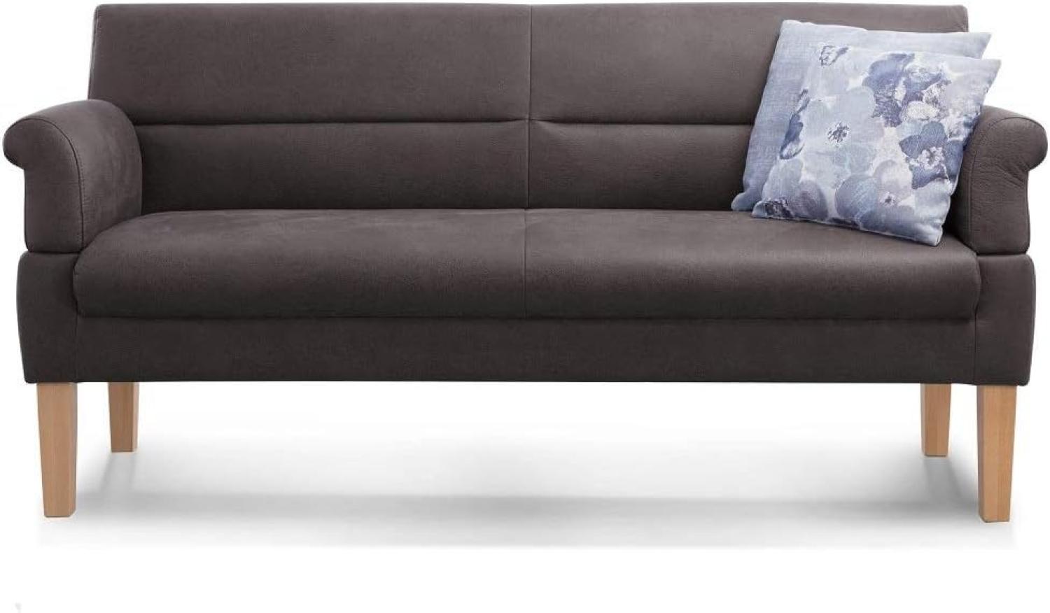 Cavadore 3-Sitzer Sofa Kira mit Federkern / Sitzbank für Küche, Esszimmer / Inkl. Armteilfunktion / 189 x 94 x 81 / Kunstleder grau Bild 1