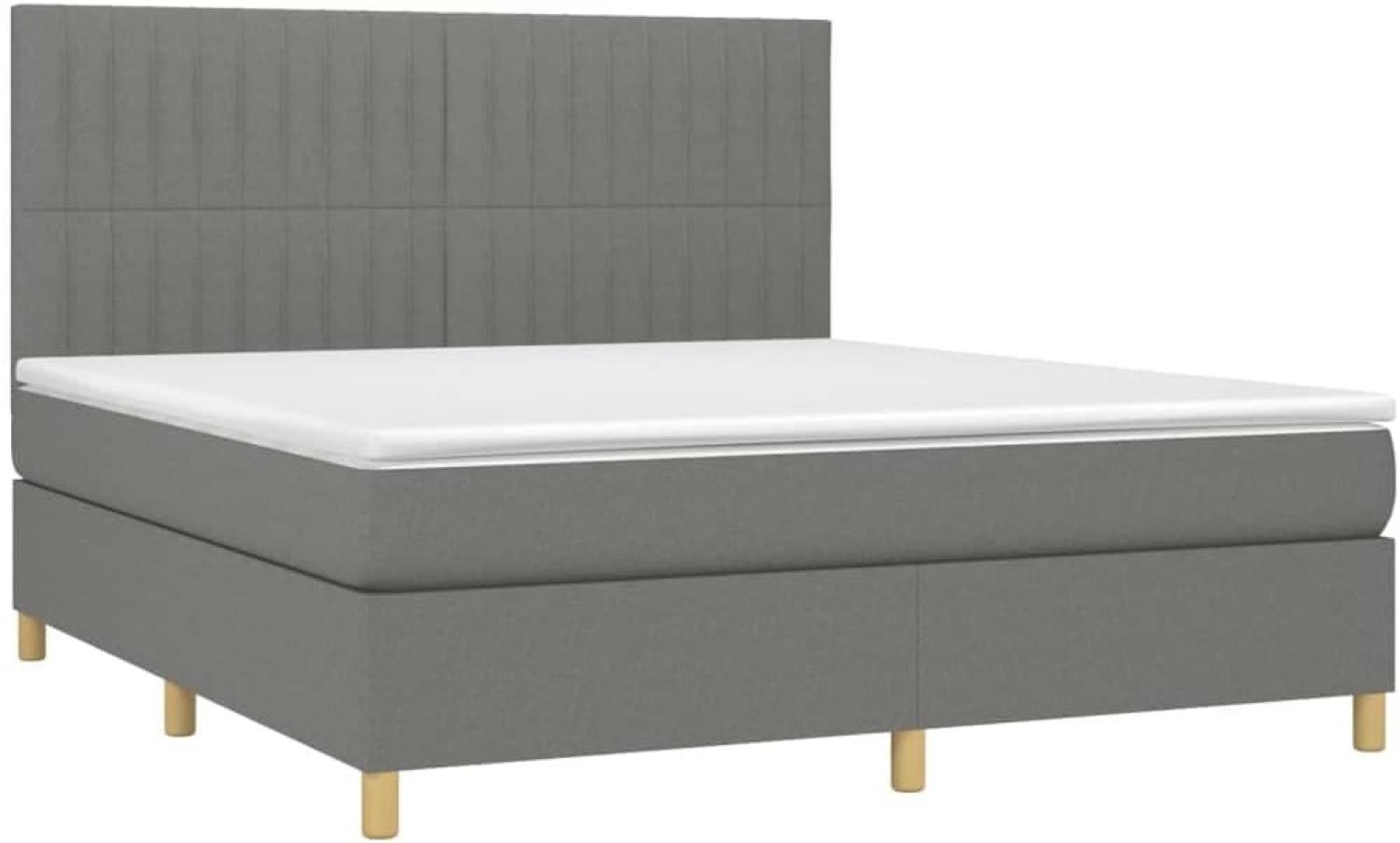 vidaXL Boxspringbett mit Matratze Dunkelgrau 160x200 cm Stoff, Härtegrad: H2 [3142506] Bild 1