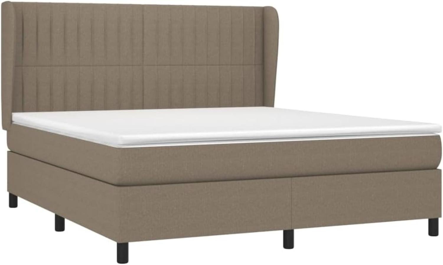 vidaXL Boxspringbett mit Matratze Taupe 180x200 cm Stoff 3128145 Bild 1