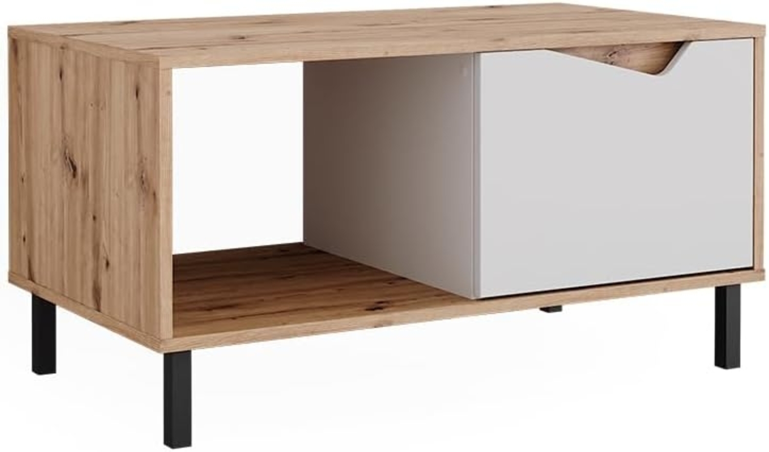 Couchtisch Marelle Weiß/Artisan 90 x 50 cm mit 1 Tür Vicco Bild 1