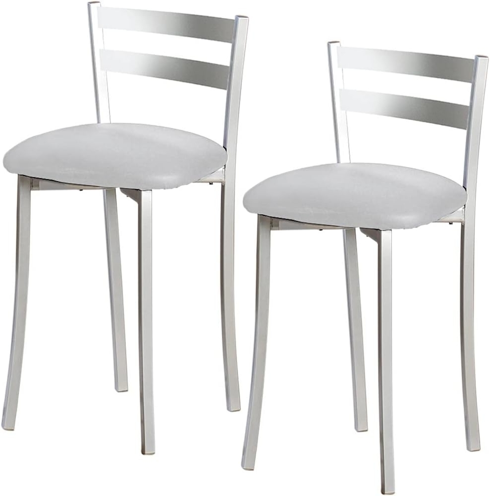 ASTIMESA Zwei Küchenhocker mit Rückenlehne, Metall, Kunstleder, Grau, Sitzhöhe: 45 cm (TABFRGR) Bild 1