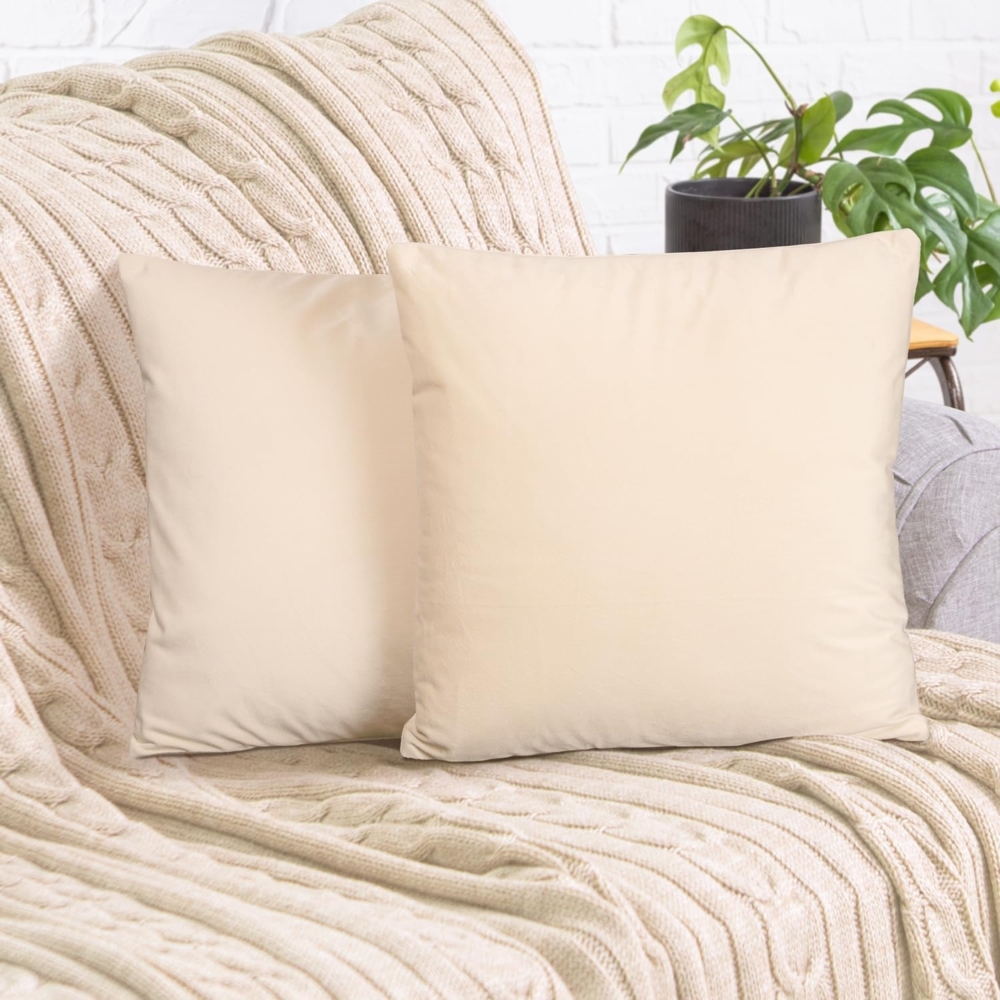 Cozyor Kissenbezug Samt Kissenhülle in diversen Größen & Farben, Sofakissen Bezug, (2 Stück), beige Driftwood, weiches Samtkissen 45x45 cm mit Reißverschluss Bild 1