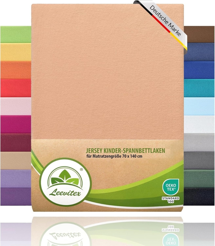 leevitex® Spannbettlaken Spannbettlaken Kinder Spannbettlaken Premium 170 g/m², Gummizug: Rundumgummizug, (1 Stück), schwer & blickdicht, 100% Baumwolle, 70 x 140 cm Bild 1